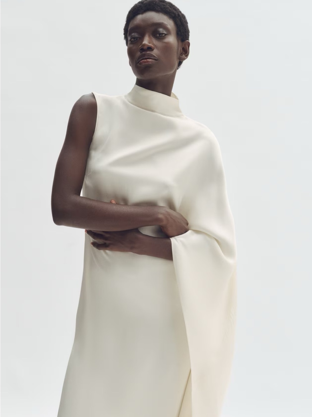 STELLA MCCARTNEY H&M
SATIN CAPE DRESS Cream Size XS Ivory - Picture 4 of 5